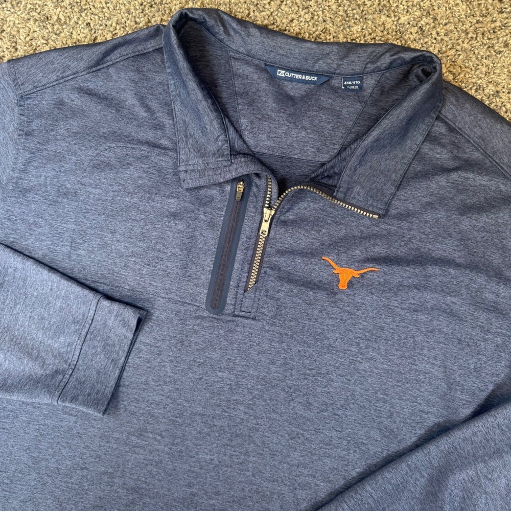 Cutter & Buck University of Texas Longhorns Men 4XB Navy Performance Quarter Zip